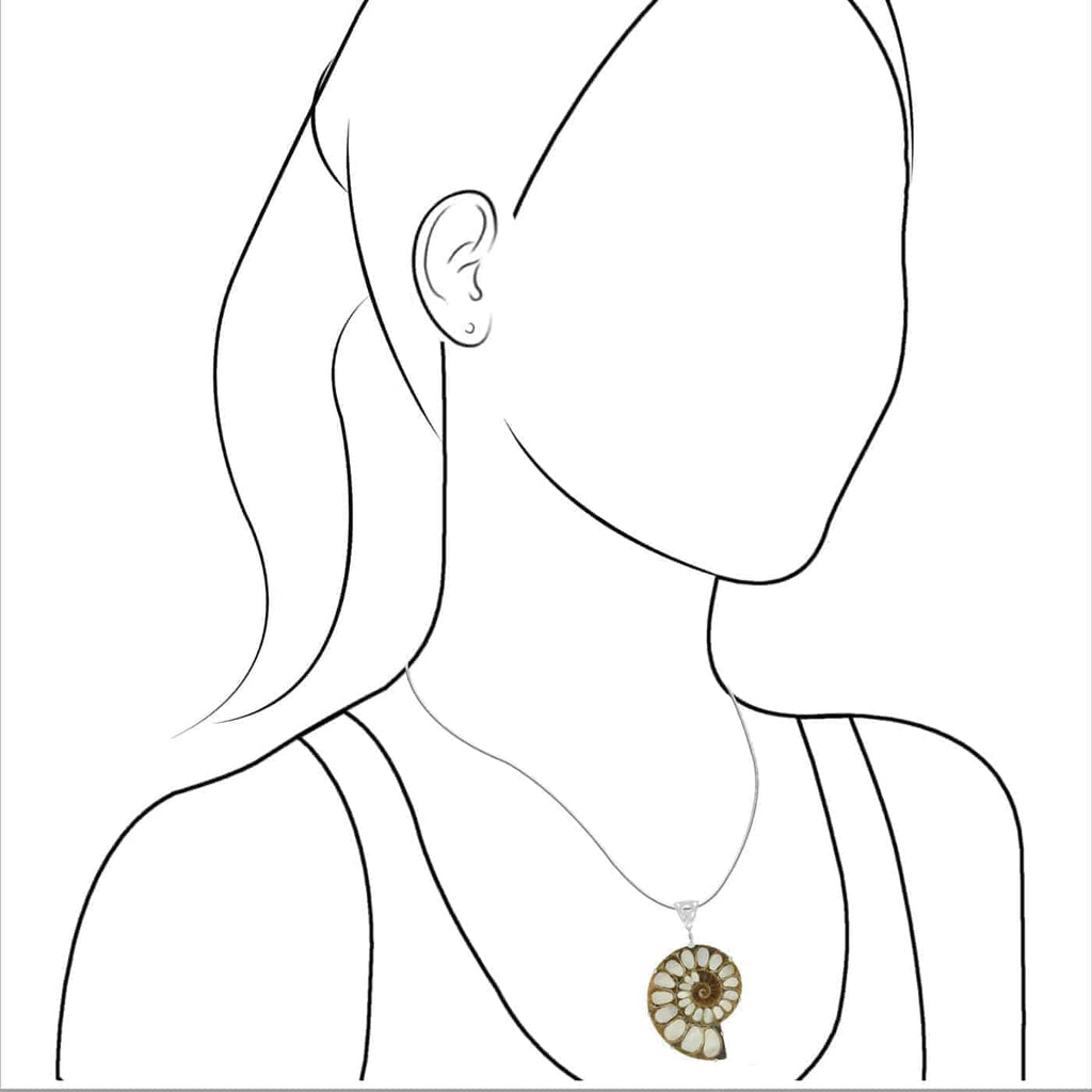 Starborn Ammonite with Mother of Pearl Inlay, Prong Set Pendant