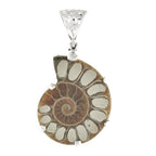 Starborn Pyrite Inlaid Ammonite Pendant in Sterling Silver with Filigree Bale - Small