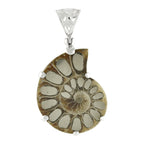 Starborn Pyrite Inlaid Ammonite Pendant in Sterling Silver with Filigree Bale - Small