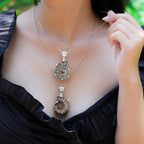 Starborn Pyrite Inlaid Ammonite Pendant in Sterling Silver with Filigree Bale - Small
