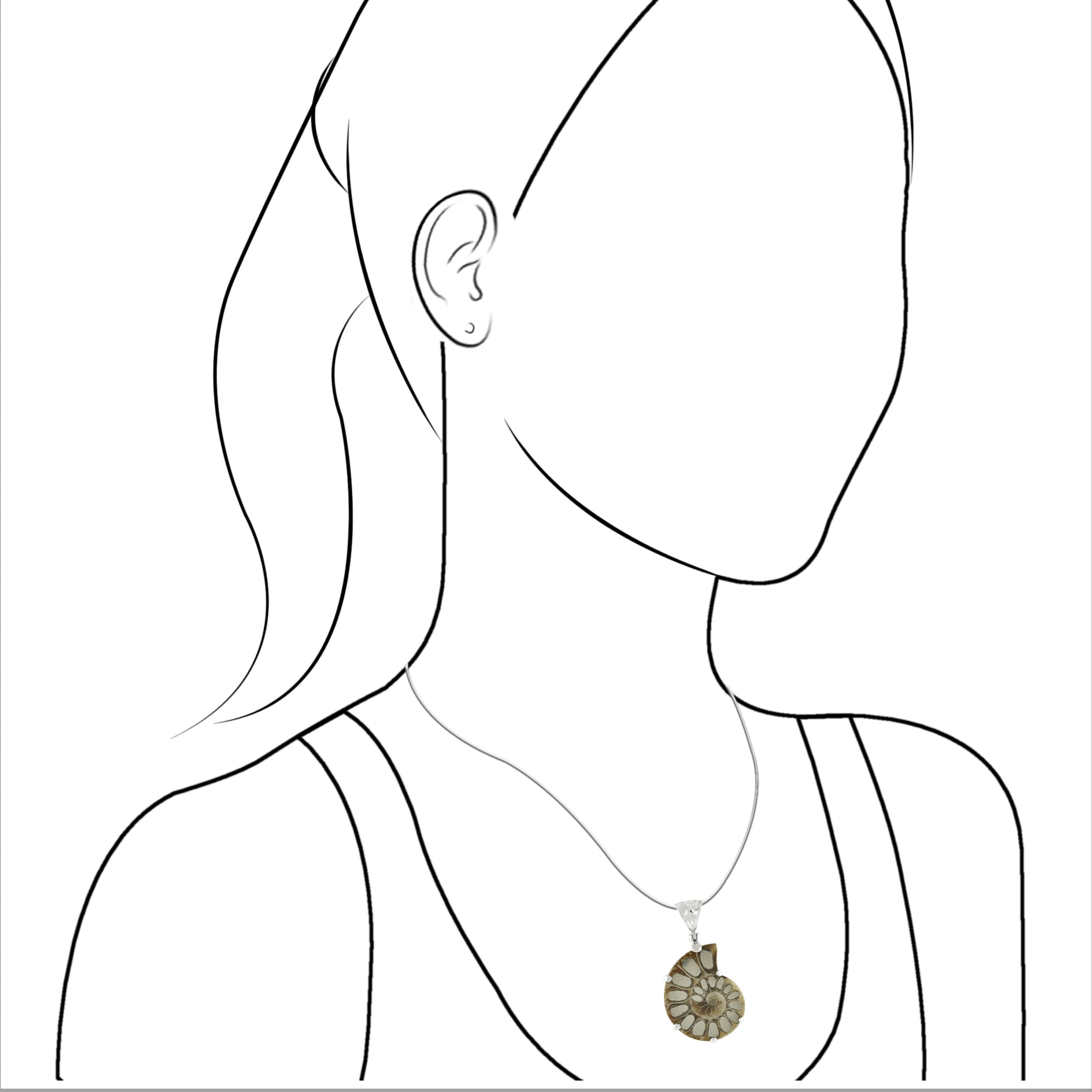 Starborn Pyrite Inlaid Ammonite Pendant in Sterling Silver with Filigree Bale - Small