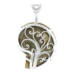 Starborn Pyrite Inlaid Ammonite Pendant with Sterling Silver Filigree Detail - Large