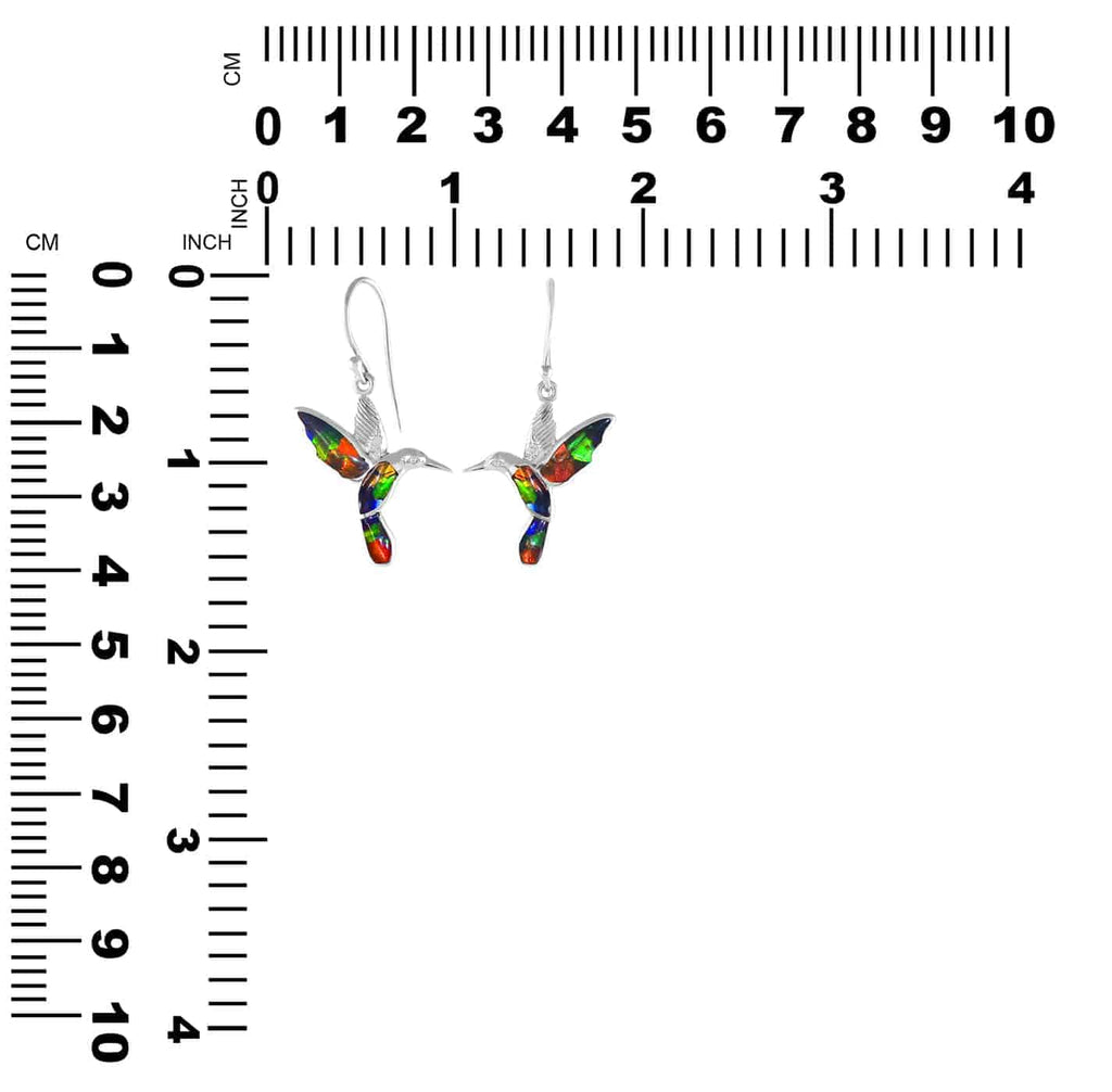 Starborn Ammolite and Sterling Silver Hummingbird Earrings