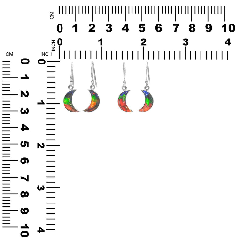 Starborn Ammolite Crescent Moon Sterling Silver Drop Earrings