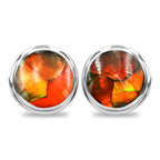 Starborn Round 9 mm Red Ammolite Post Style Earrings