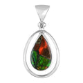 Starborn Ammolite Pear Pendant with Frame in Sterling Silver