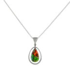 Starborn Ammolite Pear Pendant with Frame in Sterling Silver