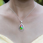 Starborn Ammolite Pear Pendant with Frame in Sterling Silver