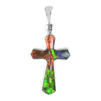 Starborn Ammolite Cross Pendant in Sterling Silver