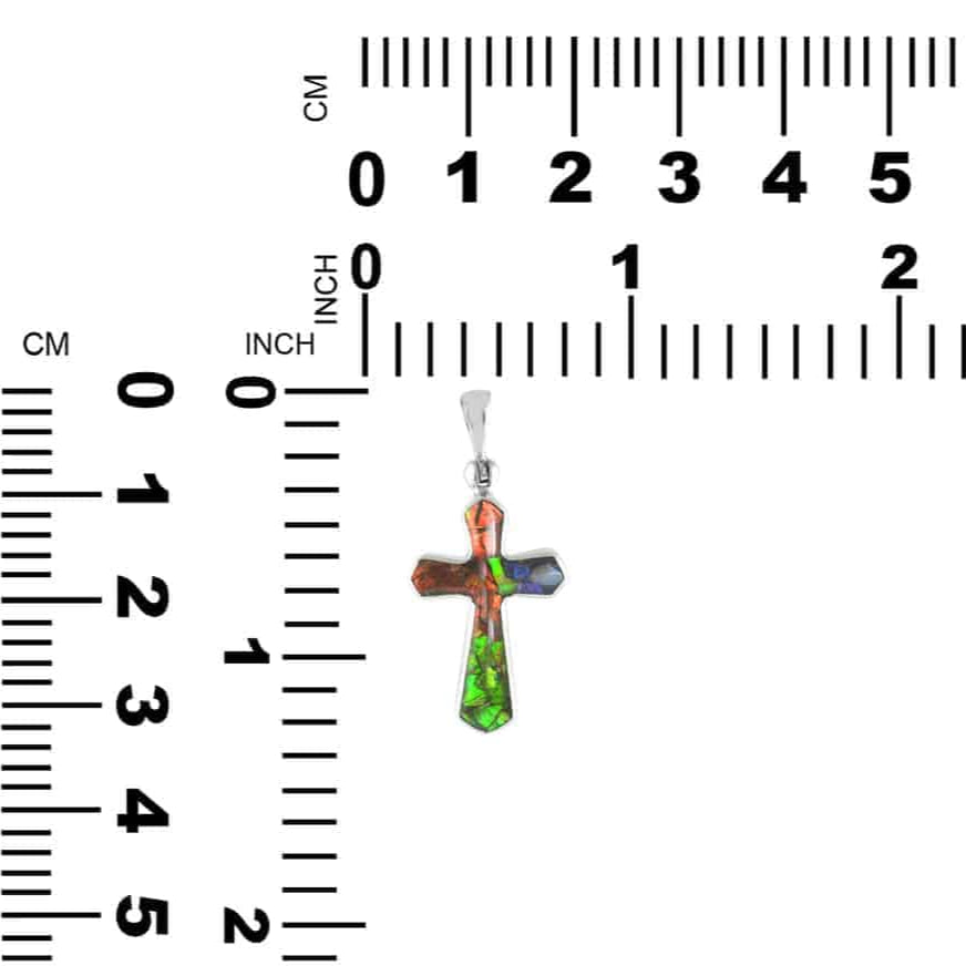Starborn Ammolite Cross Pendant in Sterling Silver