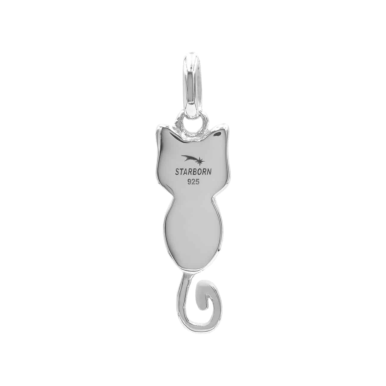 Starborn Ammolite Indoor Cat Silhouette Pendant in Sterling Silver