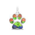 Starborn Ammolite Inlay Paw Print Pendant in Sterling Silver