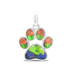 Starborn Ammolite Inlay Paw Print Pendant in Sterling Silver