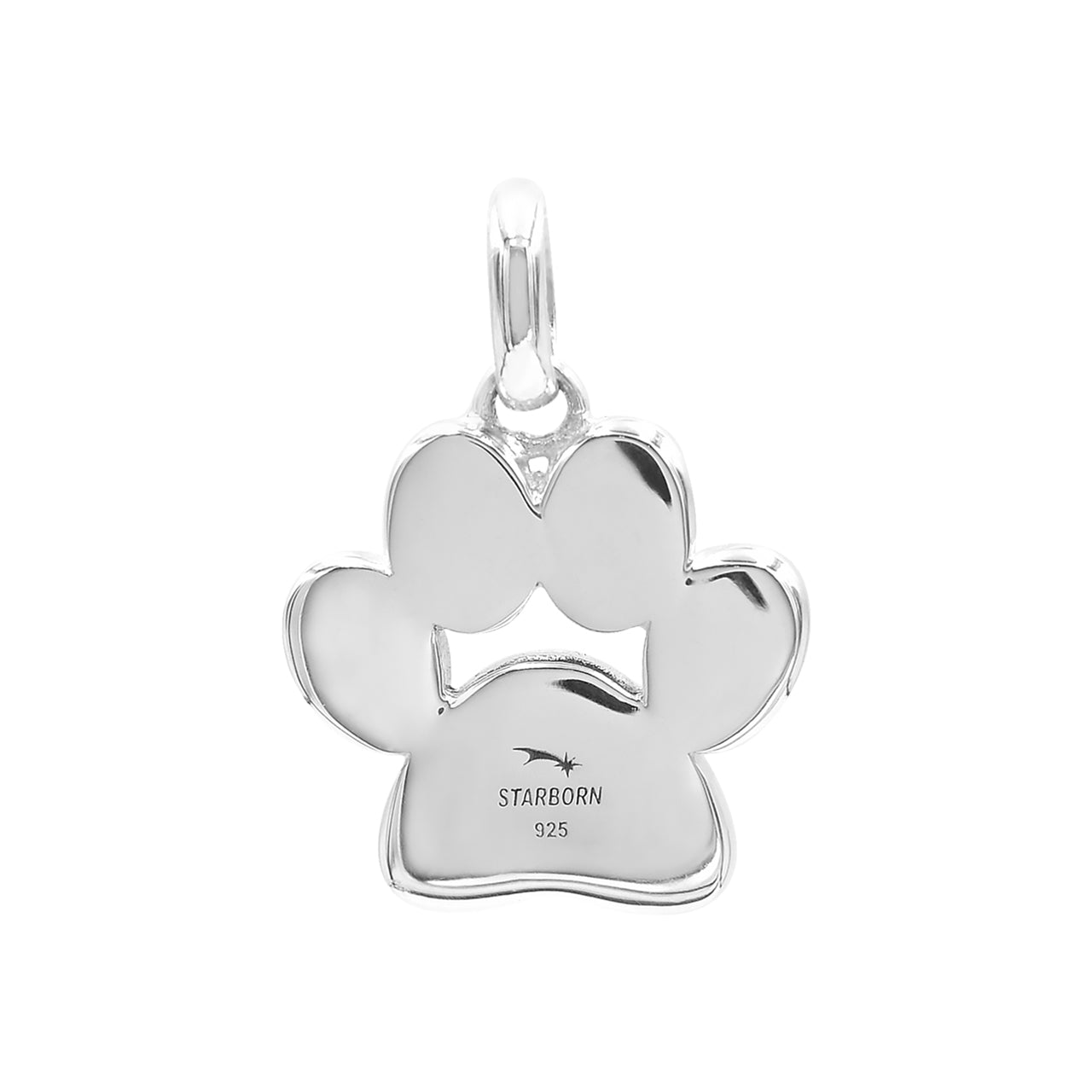 Starborn Ammolite Inlay Paw Print Pendant in Sterling Silver