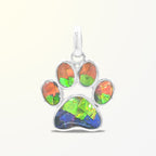 Starborn Ammolite Inlay Paw Print Pendant in Sterling Silver