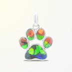 Starborn Ammolite Inlay Paw Print Pendant in Sterling Silver