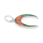 Starborn Ammolite Crescent Moon Pendant in Sterling Silver