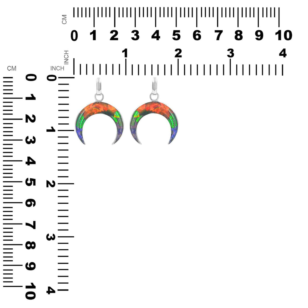 Starborn Ammolite Crescent Moon Pendant in Sterling Silver