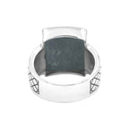 Starborn Ammolite Men’s Ring with Geometric Shank Accents in Sterling Silver