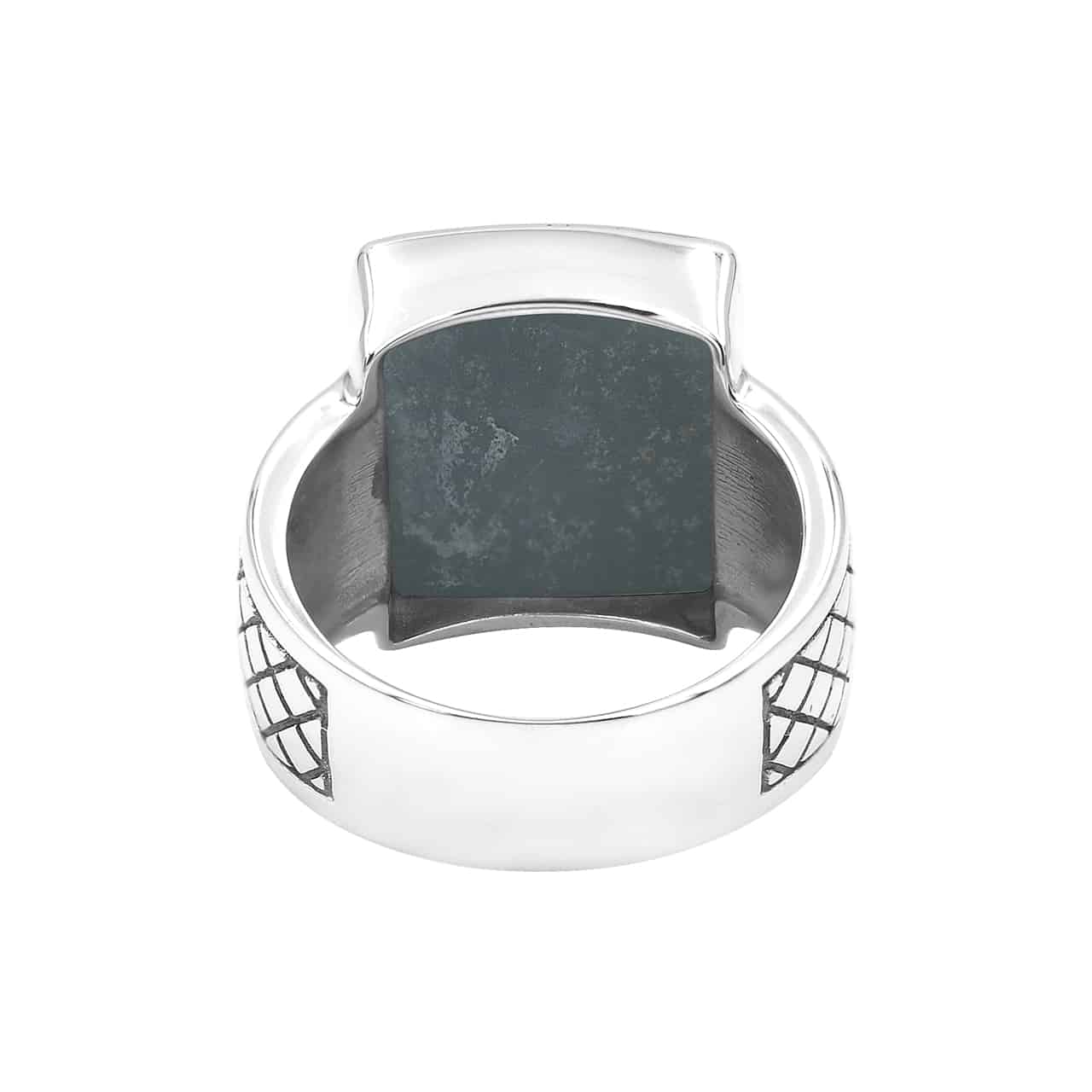 Starborn Ammolite Men’s Ring with Geometric Shank Accents in Sterling Silver