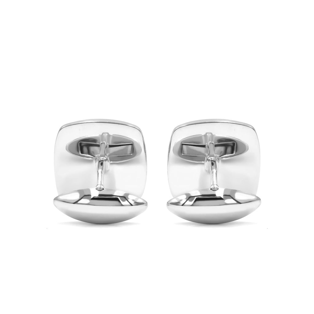 Starborn Sterling Silver Cushion-Cut Fossilized Ammonite Cuff Links