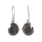 Starborn Fossilized Hematite Ammonite Earrings in Sterling Silver