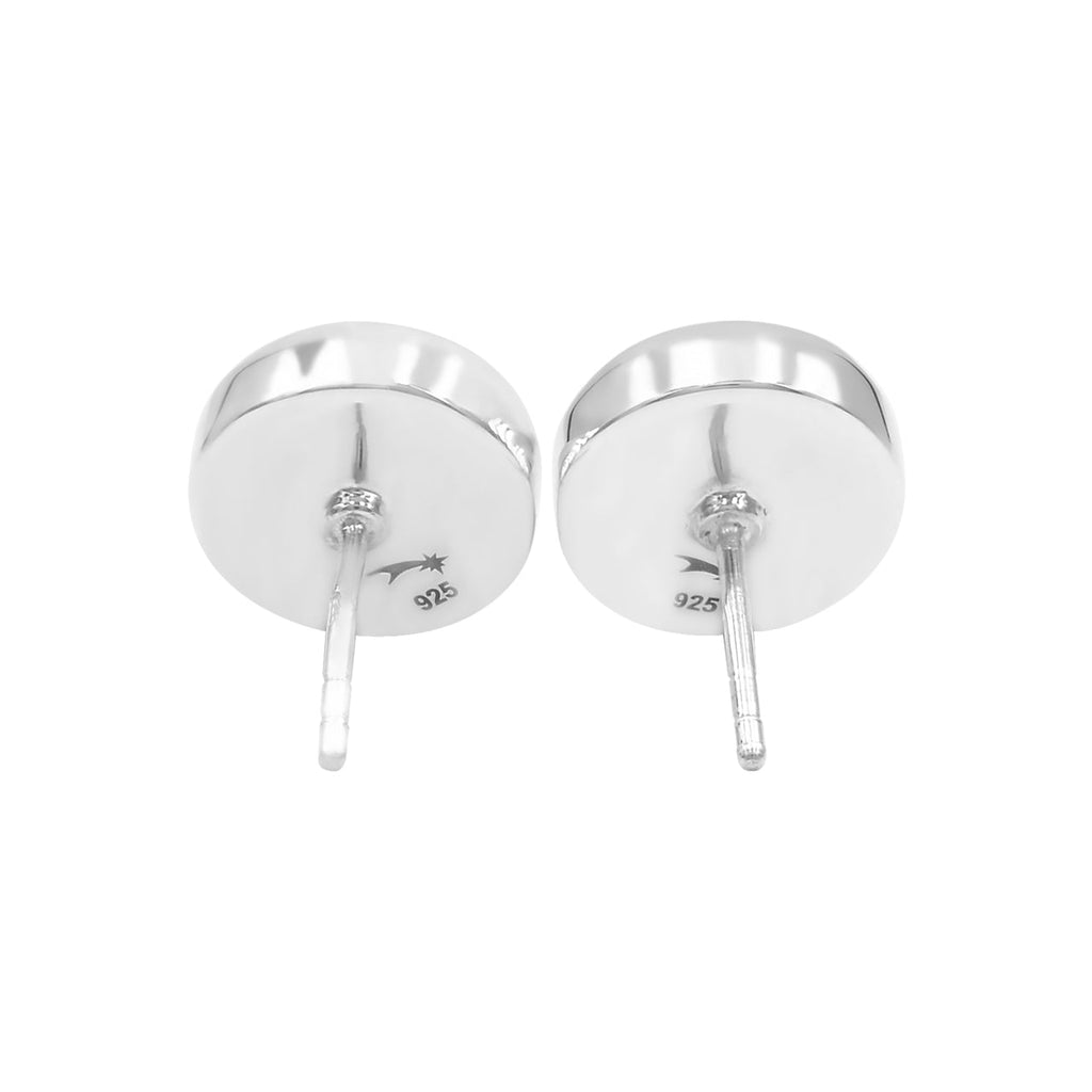 Starborn Fossilized Ammonite Round Post Earrings in Sterling Silver