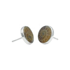 Starborn Fossilized Ammonite Round Post Earrings in Sterling Silver