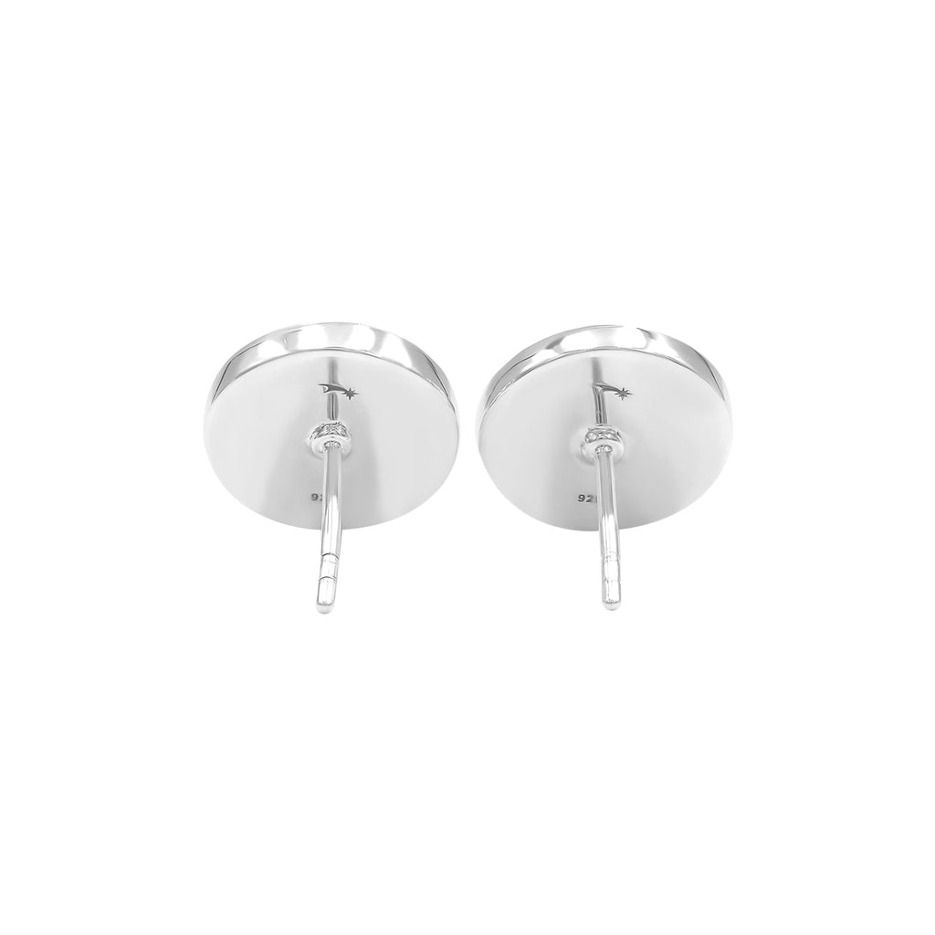 Starborn Fossilized Ammonite Round Post Earrings in Sterling Silver