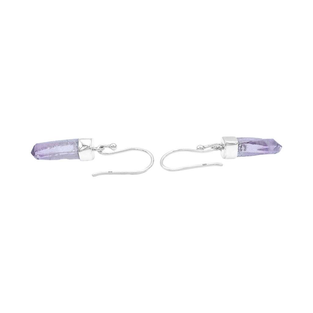 Starborn Vera Cruz Amethyst Crystal Point Sterling Silver Drop Earrings
