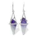 Starborn Amethyst Crystal Flame Cage Earrings in Sterling Silver