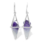 Starborn Amethyst Crystal Flame Cage Earrings in Sterling Silver