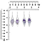 Starborn Amethyst Crystal Flame Cage Earrings in Sterling Silver