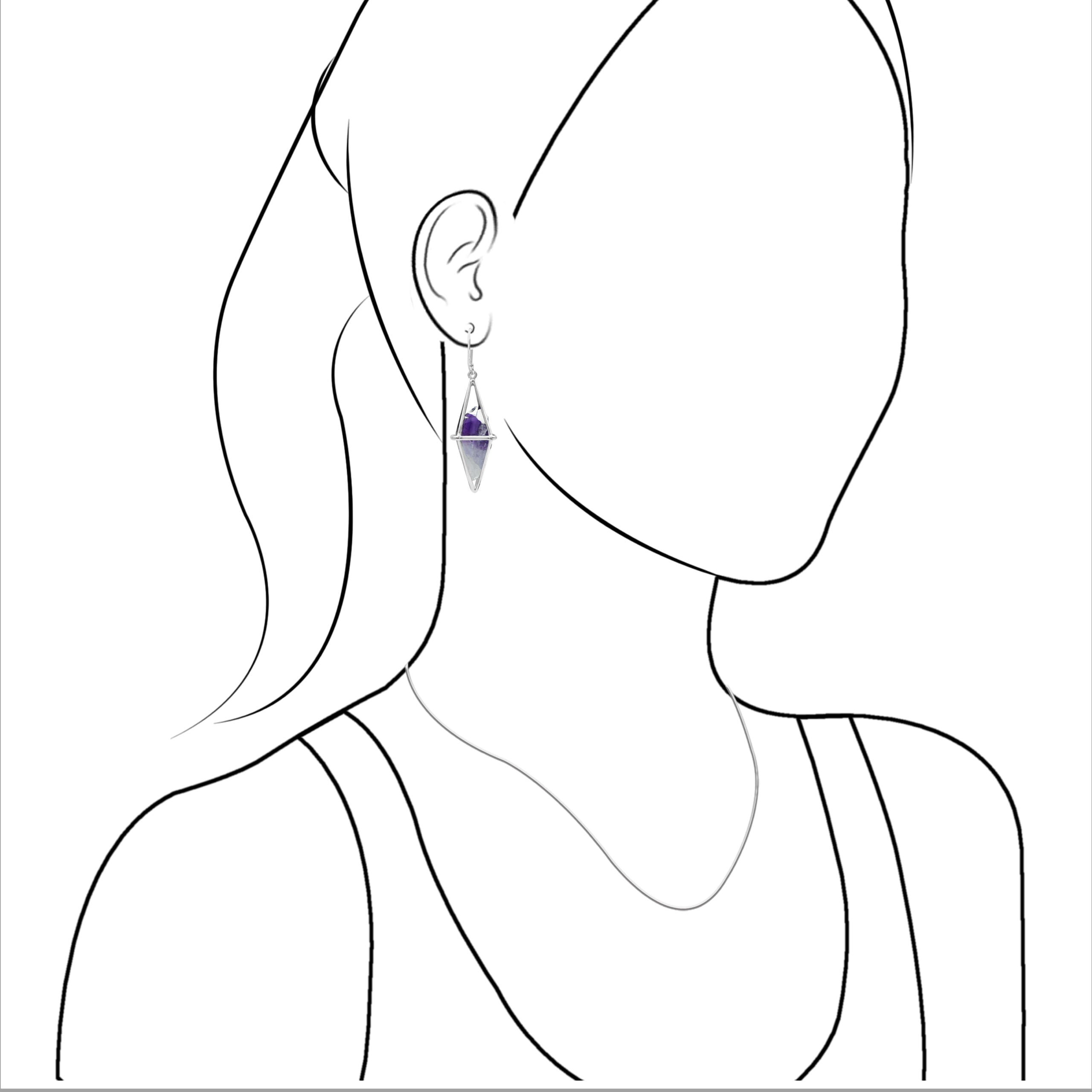 Starborn Amethyst Crystal Flame Cage Earrings in Sterling Silver