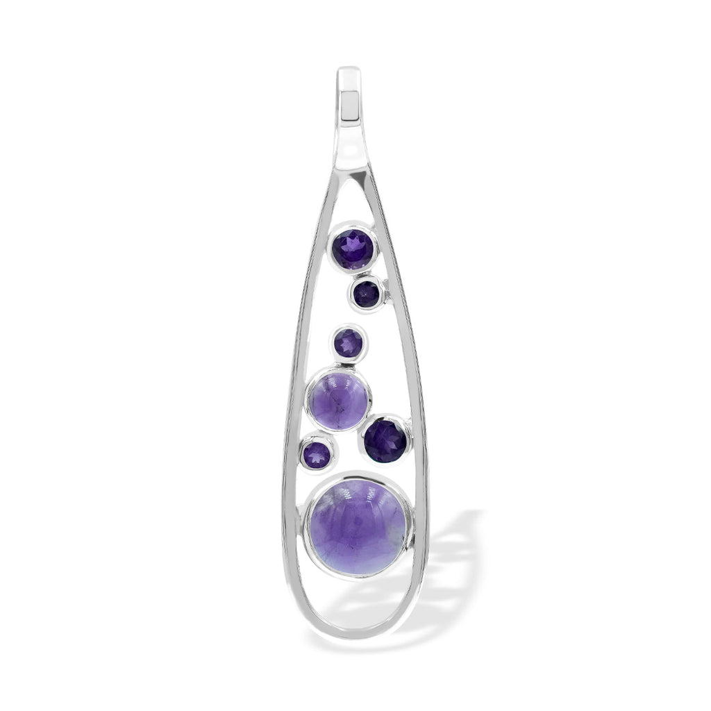 Starborn Faceted Cabochon Amethyst Pendant in Sterling Silver