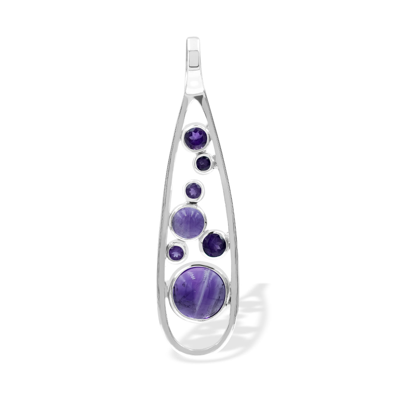 Starborn Faceted Cabochon Amethyst Pendant in Sterling Silver