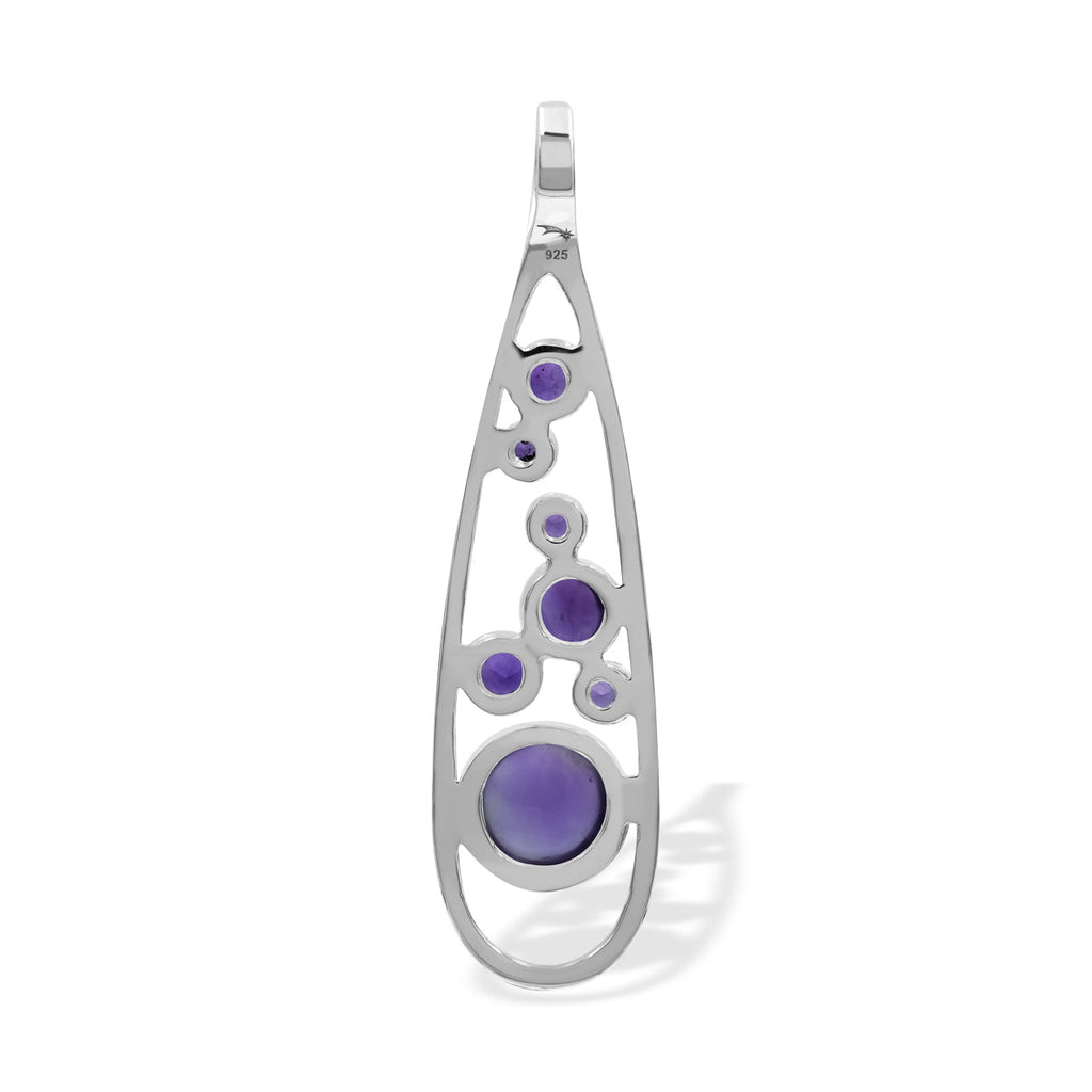 Starborn Faceted Cabochon Amethyst Pendant in Sterling Silver