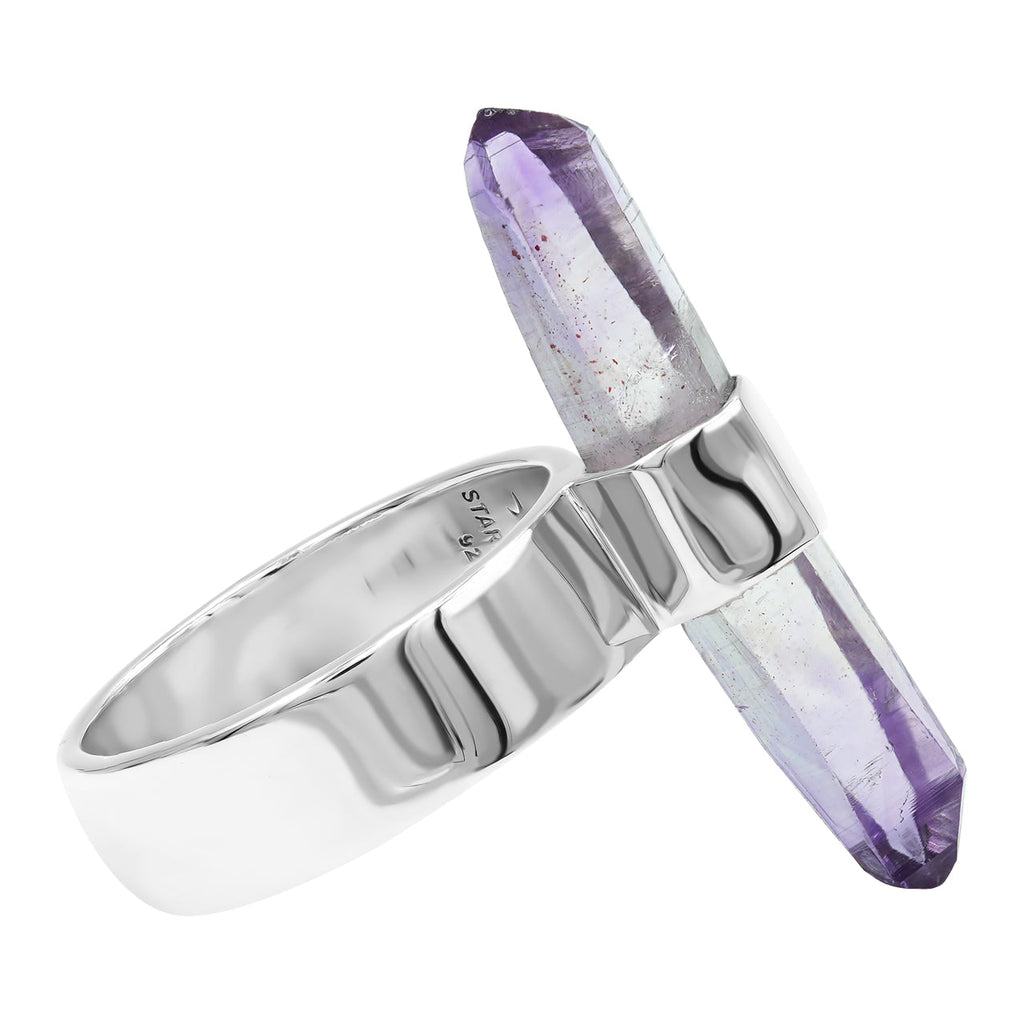 Starborn Vera Cruz Amethyst Crystal with Silver Band Ring in Sterling Silver