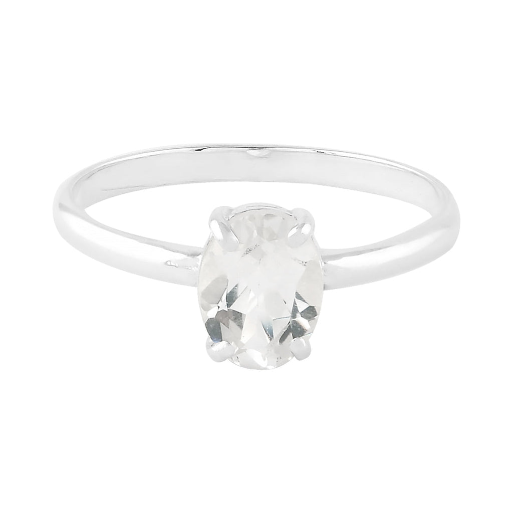 Starborn Danburite Faceted Oval Prong Set Ring in Sterling Silver