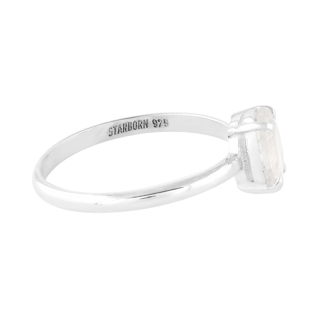 Starborn Danburite Faceted Oval Prong Set Ring in Sterling Silver