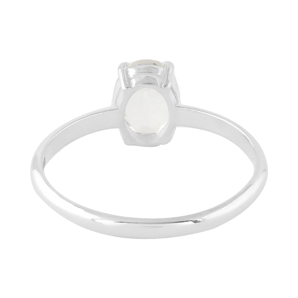 Starborn Danburite Faceted Oval Prong Set Ring in Sterling Silver