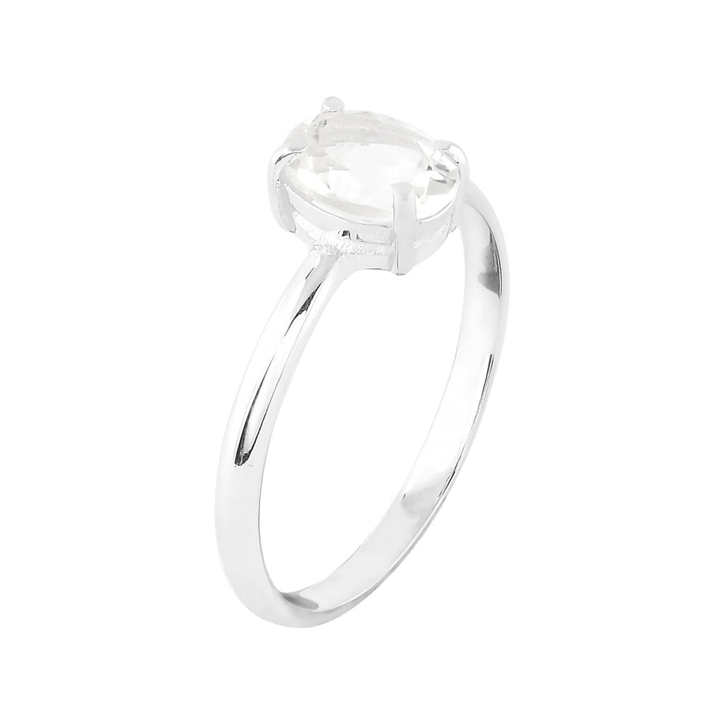 Starborn Danburite Faceted Oval Prong Set Ring in Sterling Silver
