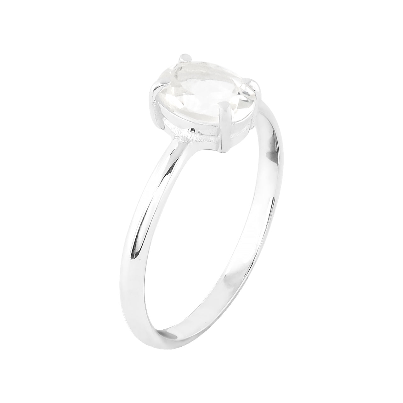 Starborn Danburite Faceted Oval Prong Set Ring in Sterling Silver
