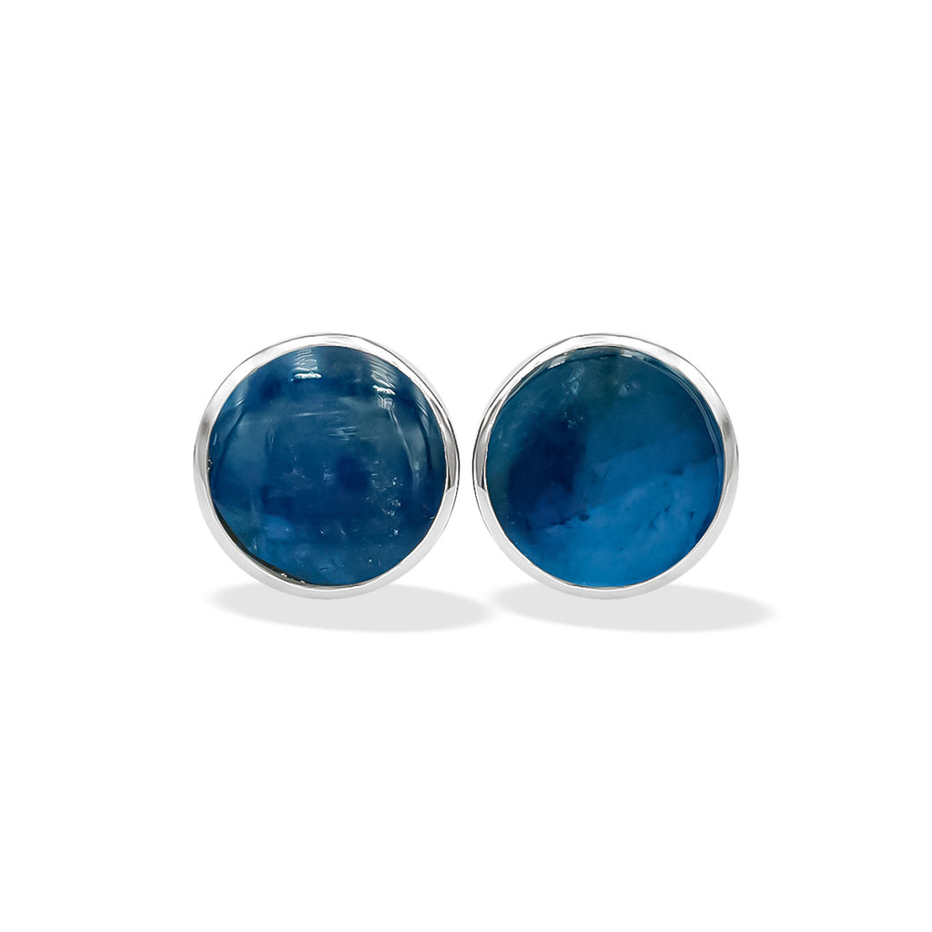 Starborn Blue Apatite 6mm Round Post Style Earrings in Sterling Silver