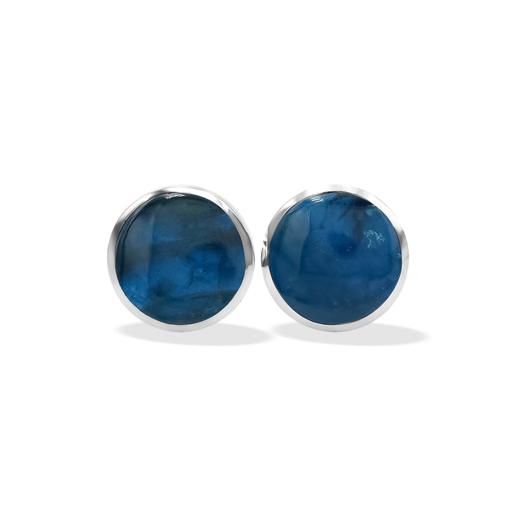 Starborn Blue Apatite 6mm Round Post Style Earrings in Sterling Silver