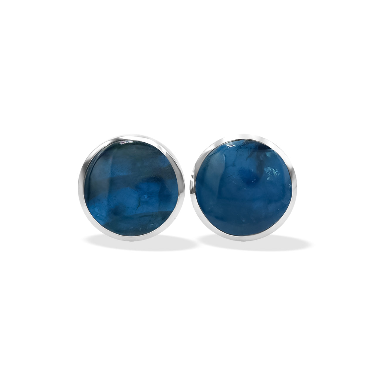 Starborn Blue Apatite 6mm Round Post Style Earrings in Sterling Silver