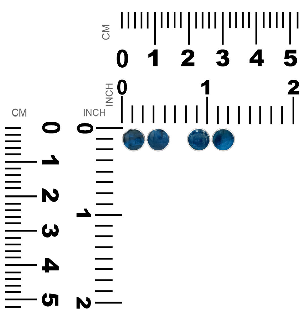 Starborn Blue Apatite 6mm Round Post Style Earrings in Sterling Silver