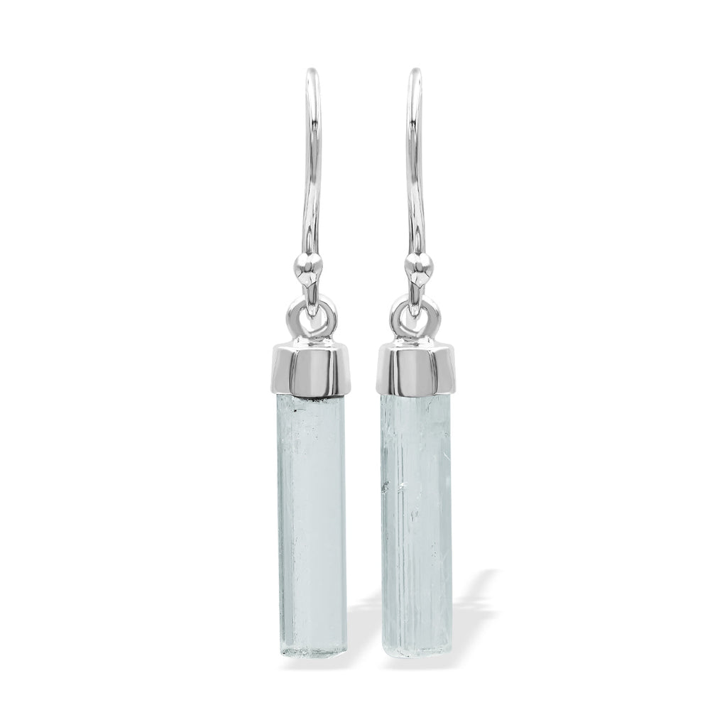 Starborn Aquamarine Crystal Drop Earrings in Sterling Silver