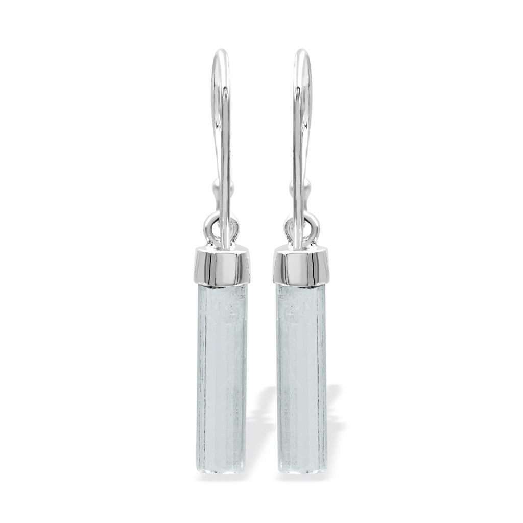 Starborn Aquamarine Crystal Drop Earrings in Sterling Silver