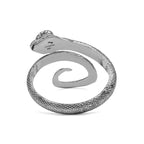 Starborn Coiled Snake Ring with Faceted Aquamarine in Sterling Silver